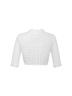 Dirndlbluse Damen Rundhals Kurzarm Weiß