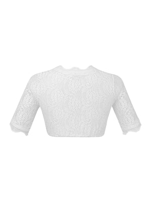 Dirndlbluse Damen V-Ausschnitt Kurzarm Weiß