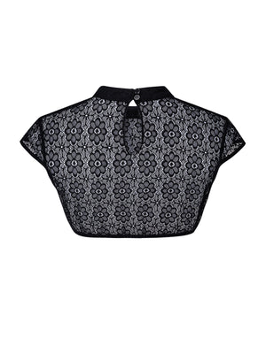 Dirndlbluse Damen Hochgeschlossen Halbarm Schwarz