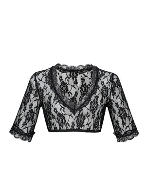 Dirndlbluse Damen V-Ausschnitt Halbarm Schwarz