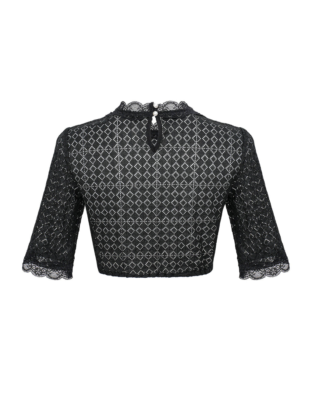 Dirndlbluse Damen Rundhals Halbarm Schwarz