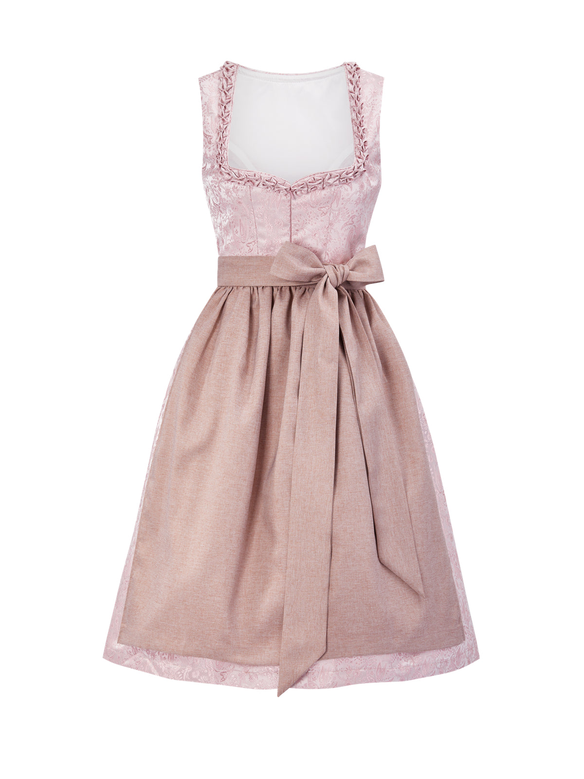 Floralem Muster Dirndl in Rosa mit Herz-Ausschnitt