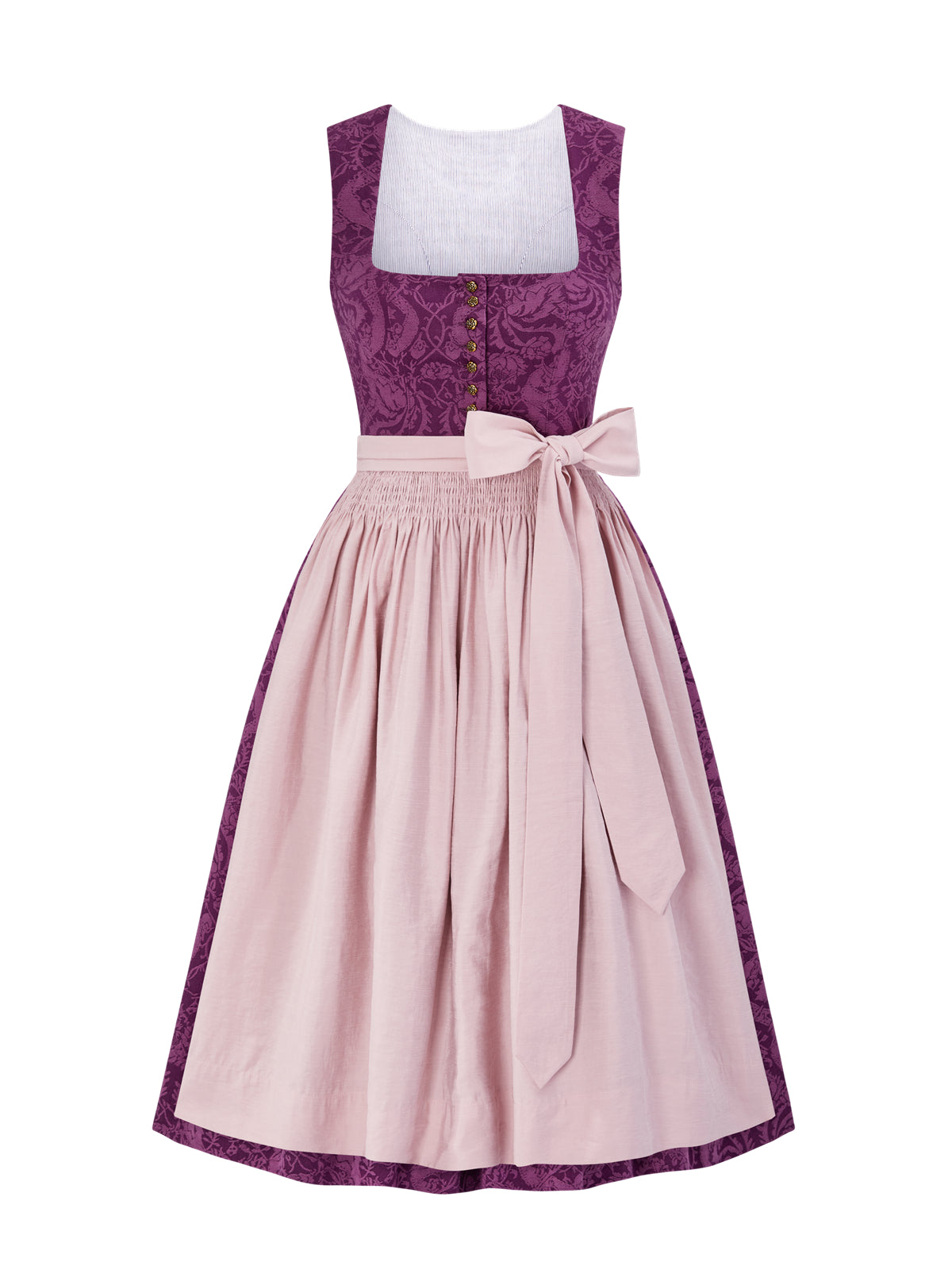 Floralem Muster Dirndl in Lila mit Gerader Ausschnitt