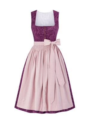 Floralem Muster Dirndl in Lila mit Gerader Ausschnitt