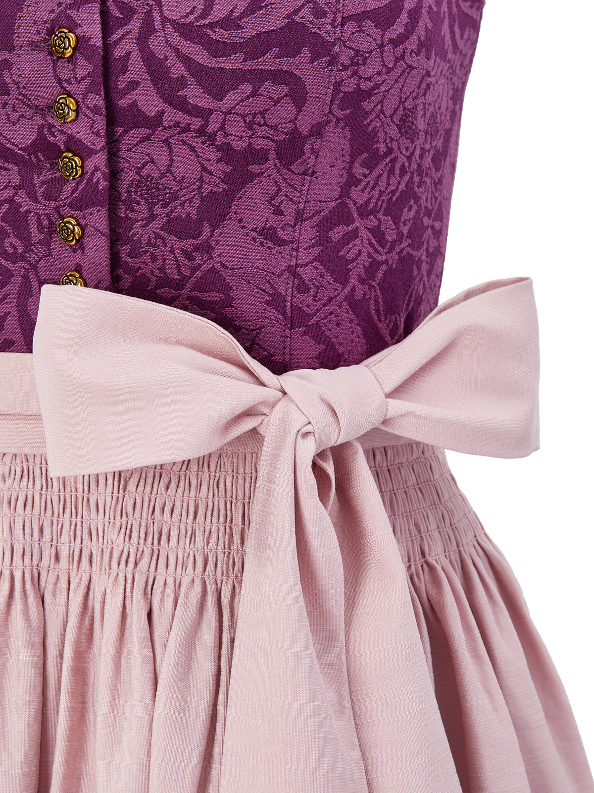 Floralem Muster Dirndl in Lila mit Gerader Ausschnitt