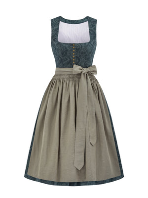 Floralem Muster Dirndl in Grün mit Gerader Ausschnitt
