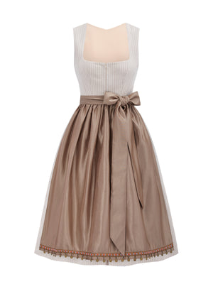 Gemustertes Dirndl in Beige mit Gerader Ausschnitt