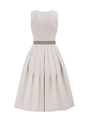 Gemustertes Dirndl in Beige mit Gerader Ausschnitt