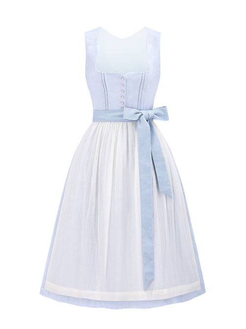 Allover Muster Dirndl in Blau mit Herz-Ausschnitt