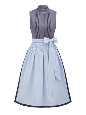 Einfarbig Dirndl in Grau mit Hochgeschlossen
