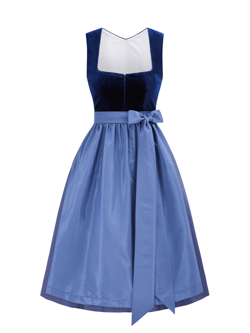 Einfarbig Dirndl in Blau mit Gerader Ausschnitt