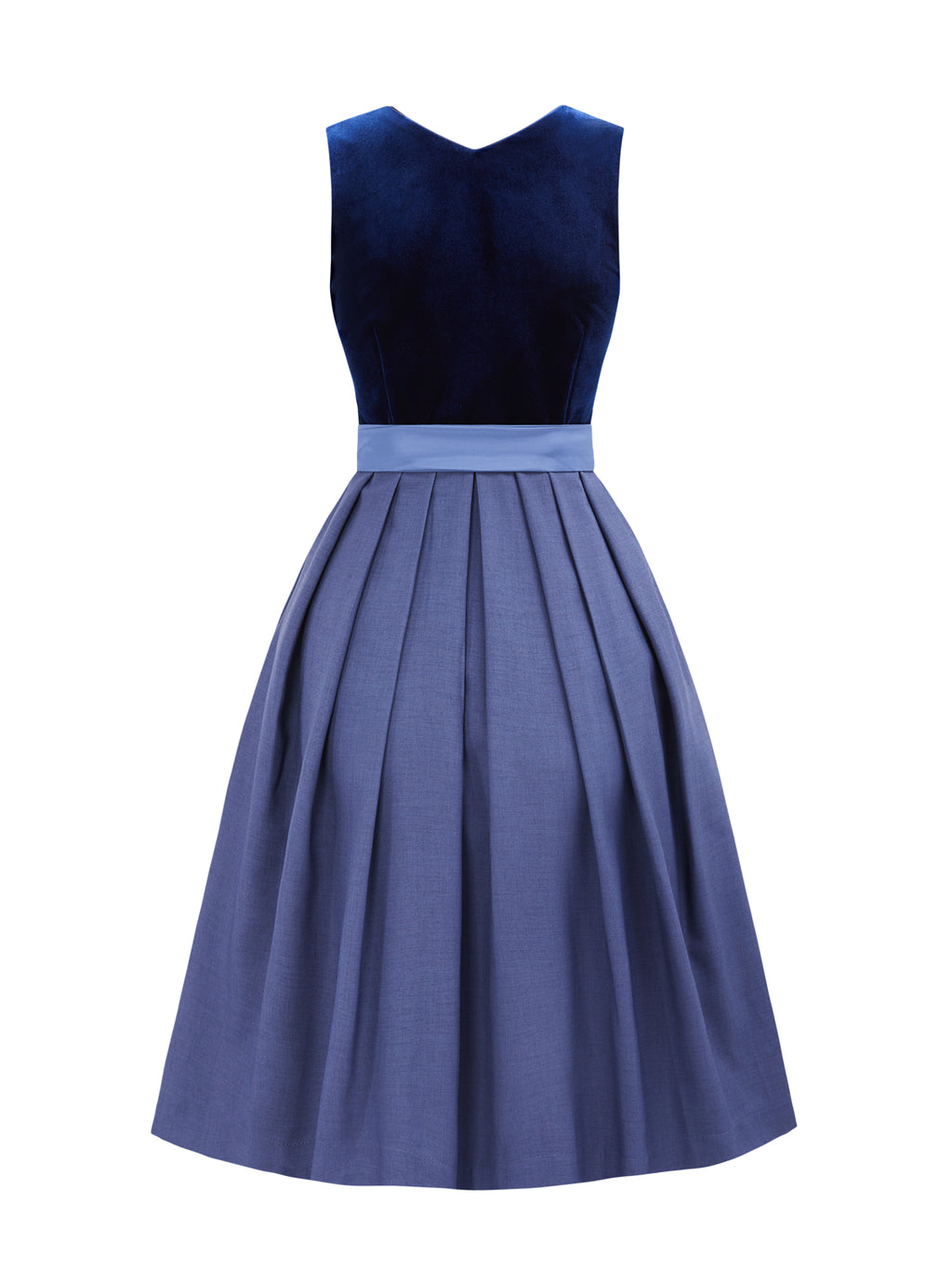 Einfarbig Dirndl in Blau mit Gerader Ausschnitt