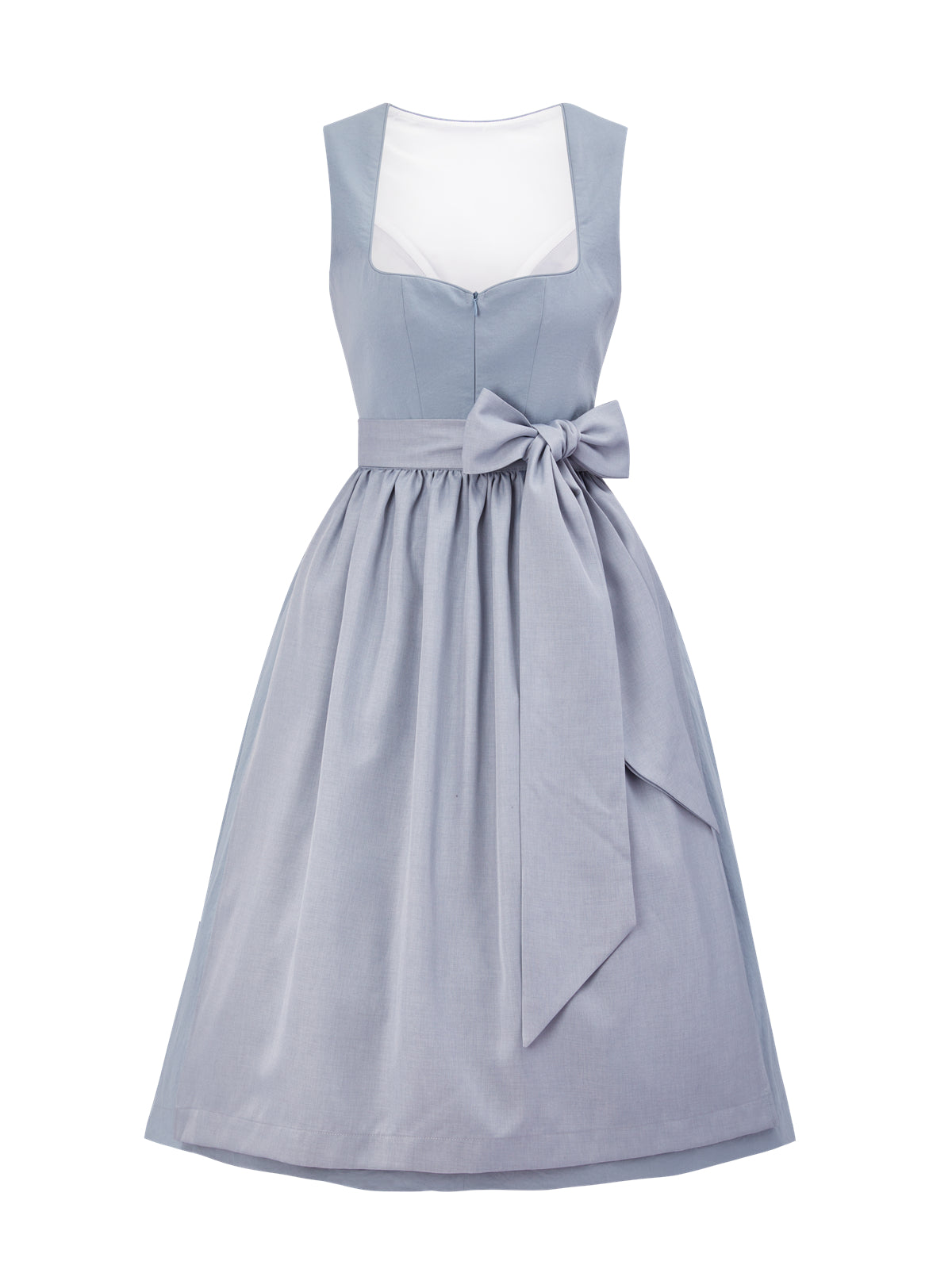 Einfarbig Dirndl in Blau mit Herz-Ausschnitt