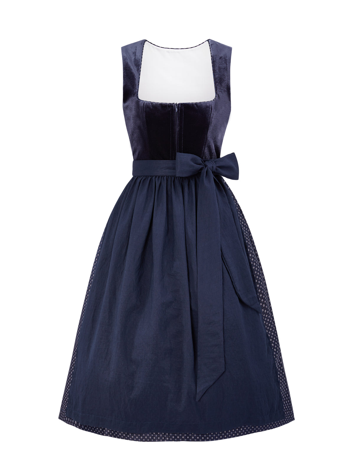 Gepunktete Muster Dirndl in Blau mit Gerader Ausschnitt