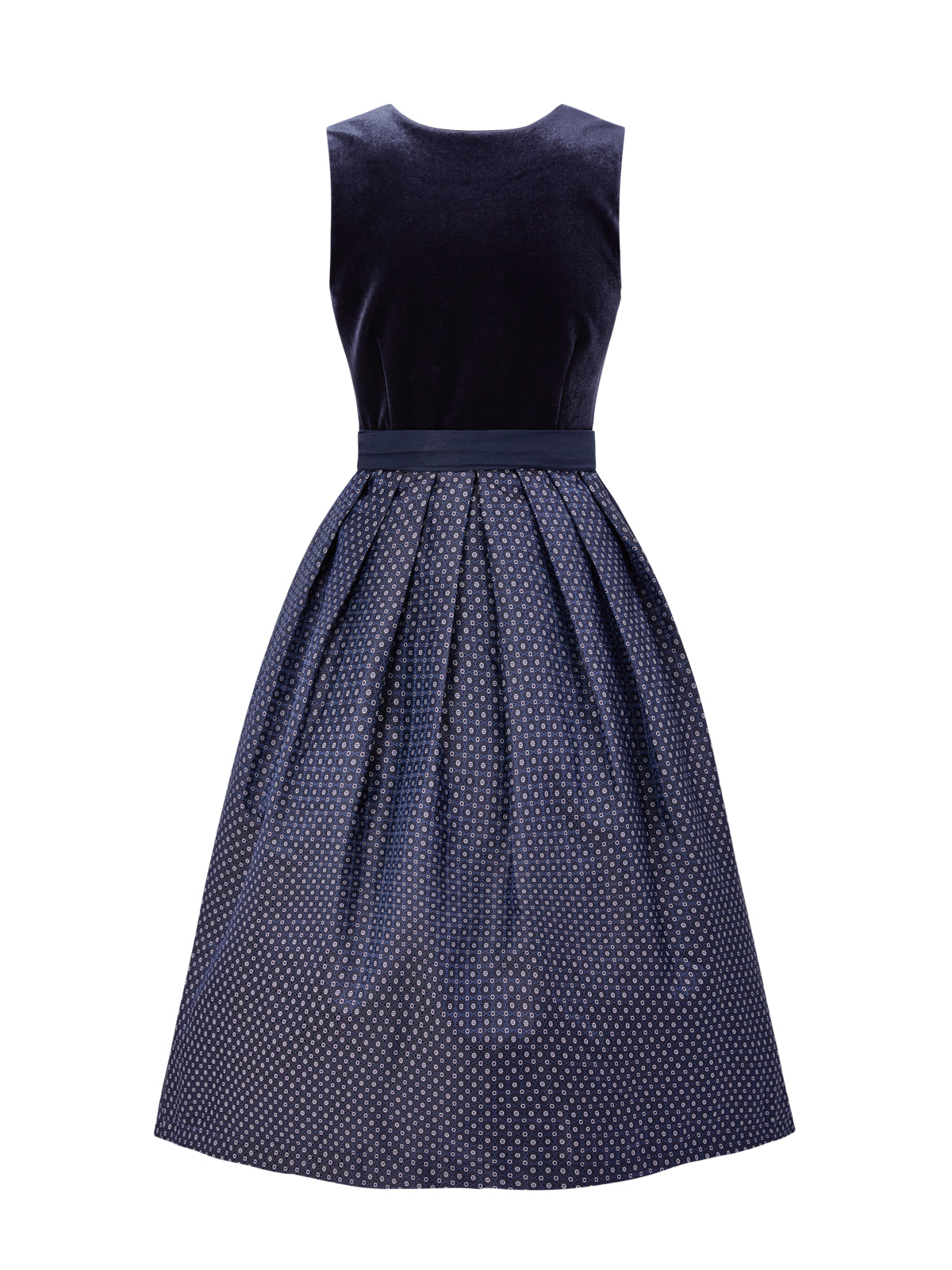 Gepunktete Muster Dirndl in Blau mit Gerader Ausschnitt