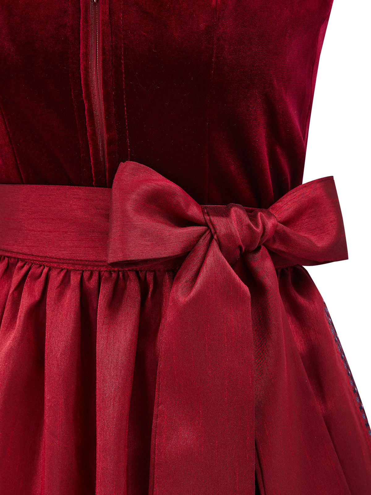 Floralem Muster Dirndl in Rot  mit Gerader Ausschnitt