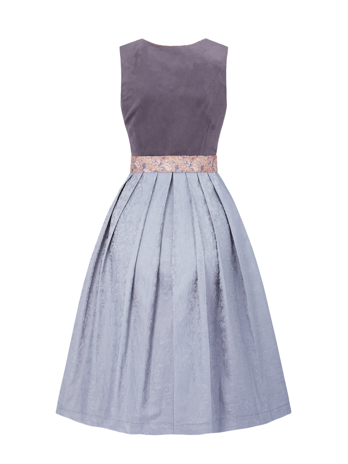 Allover Muster Dirndl in Grau mit Gerader Ausschnitt