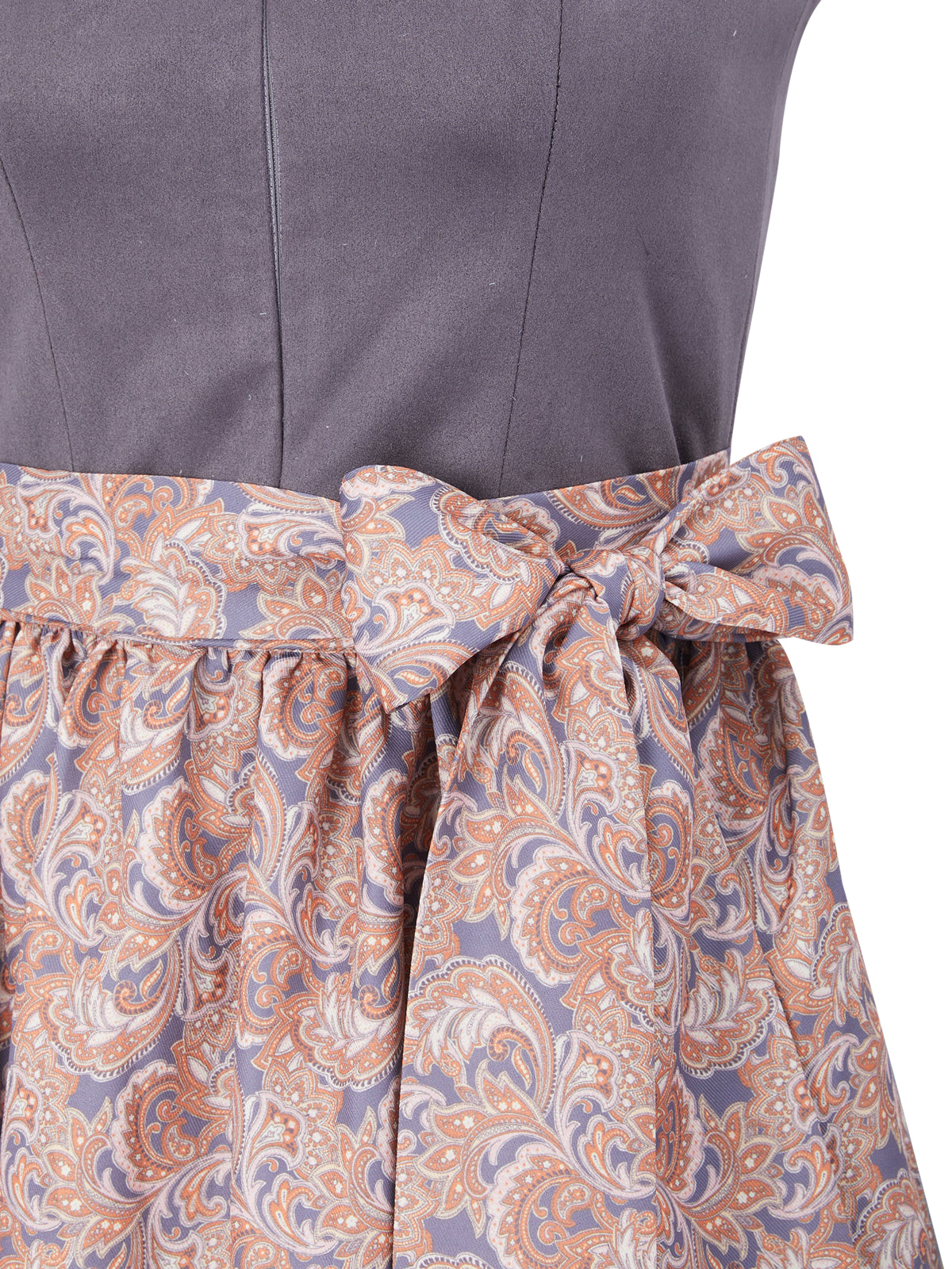 Allover Muster Dirndl in Grau mit Gerader Ausschnitt