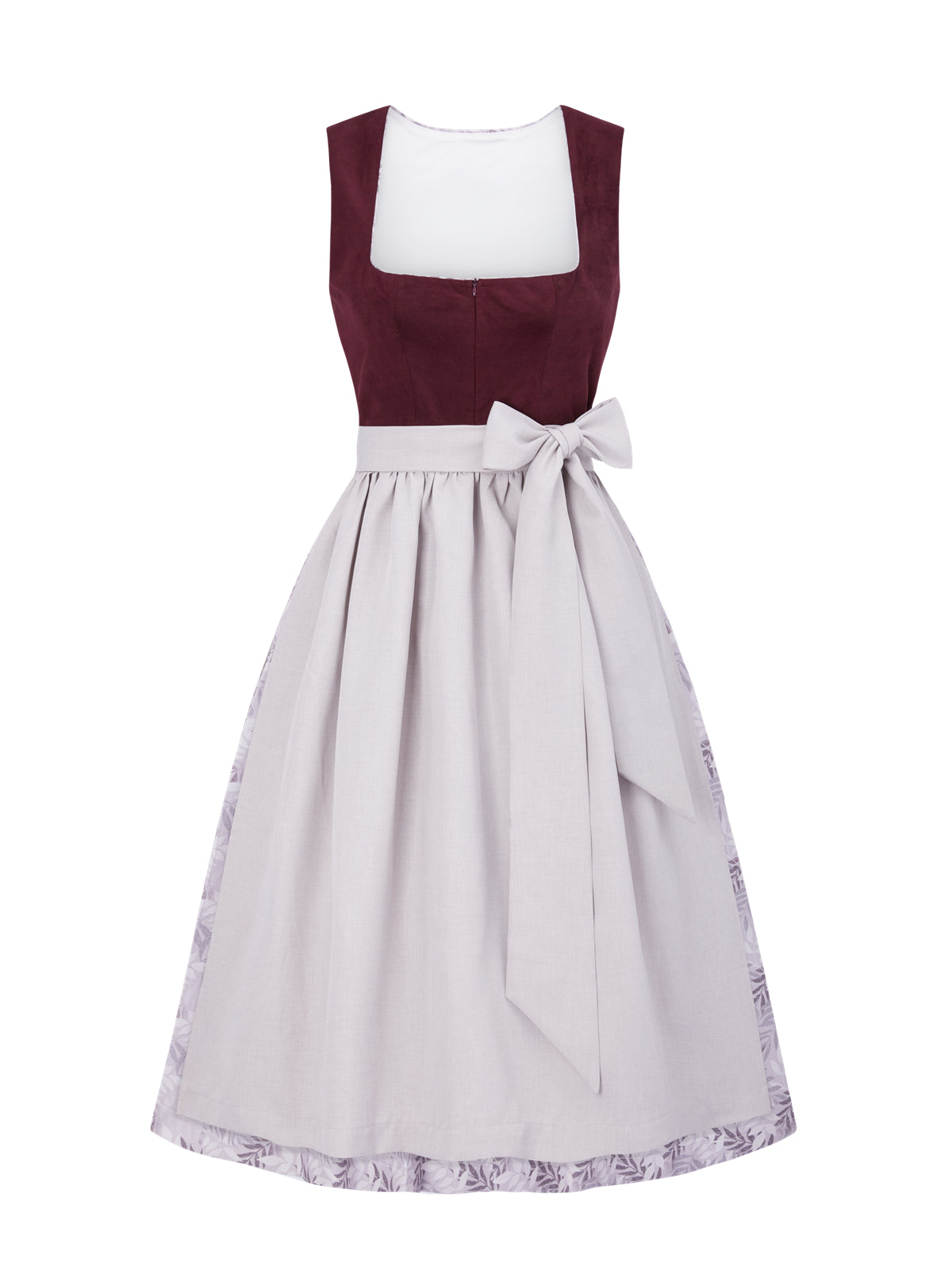Floralem Muster Dirndl in Lila mit Gerader Ausschnitt