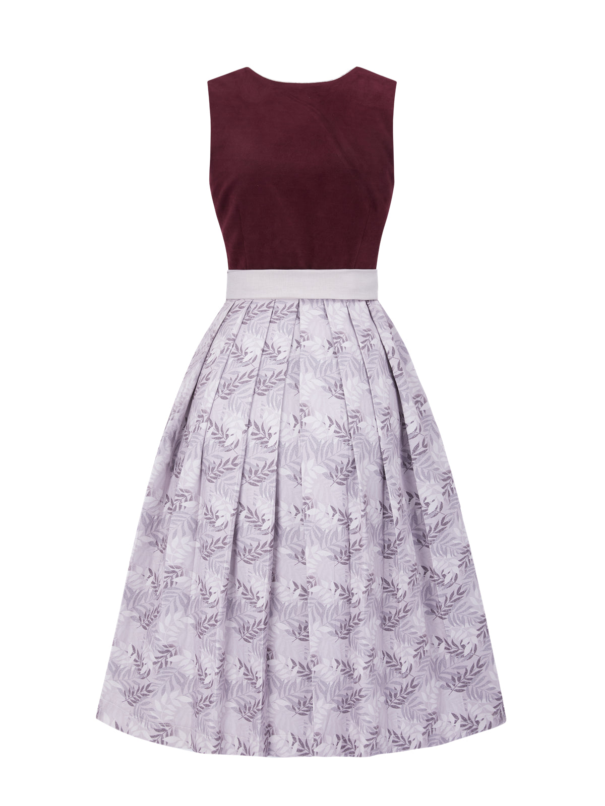 Floralem Muster Dirndl in Lila mit Gerader Ausschnitt