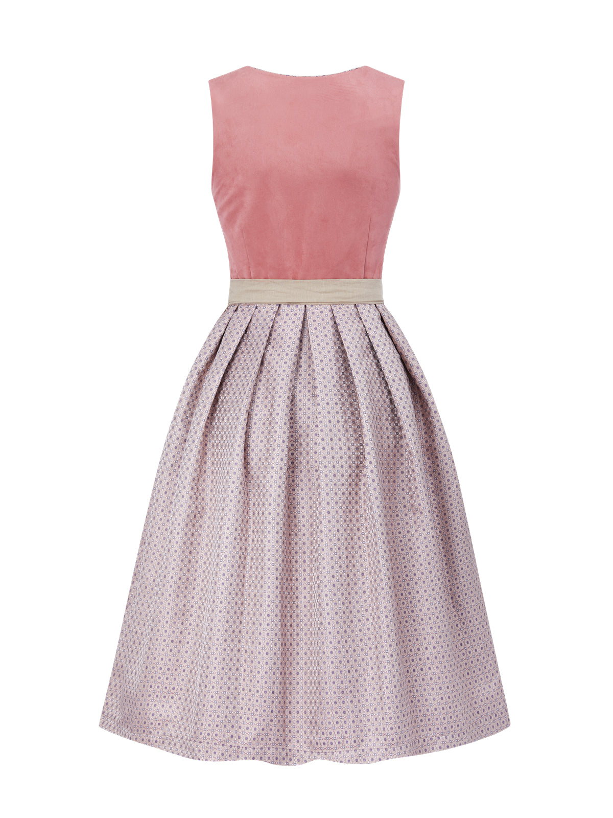 Kreismuster Dirndl in Rosa mit Gerader Ausschnitt