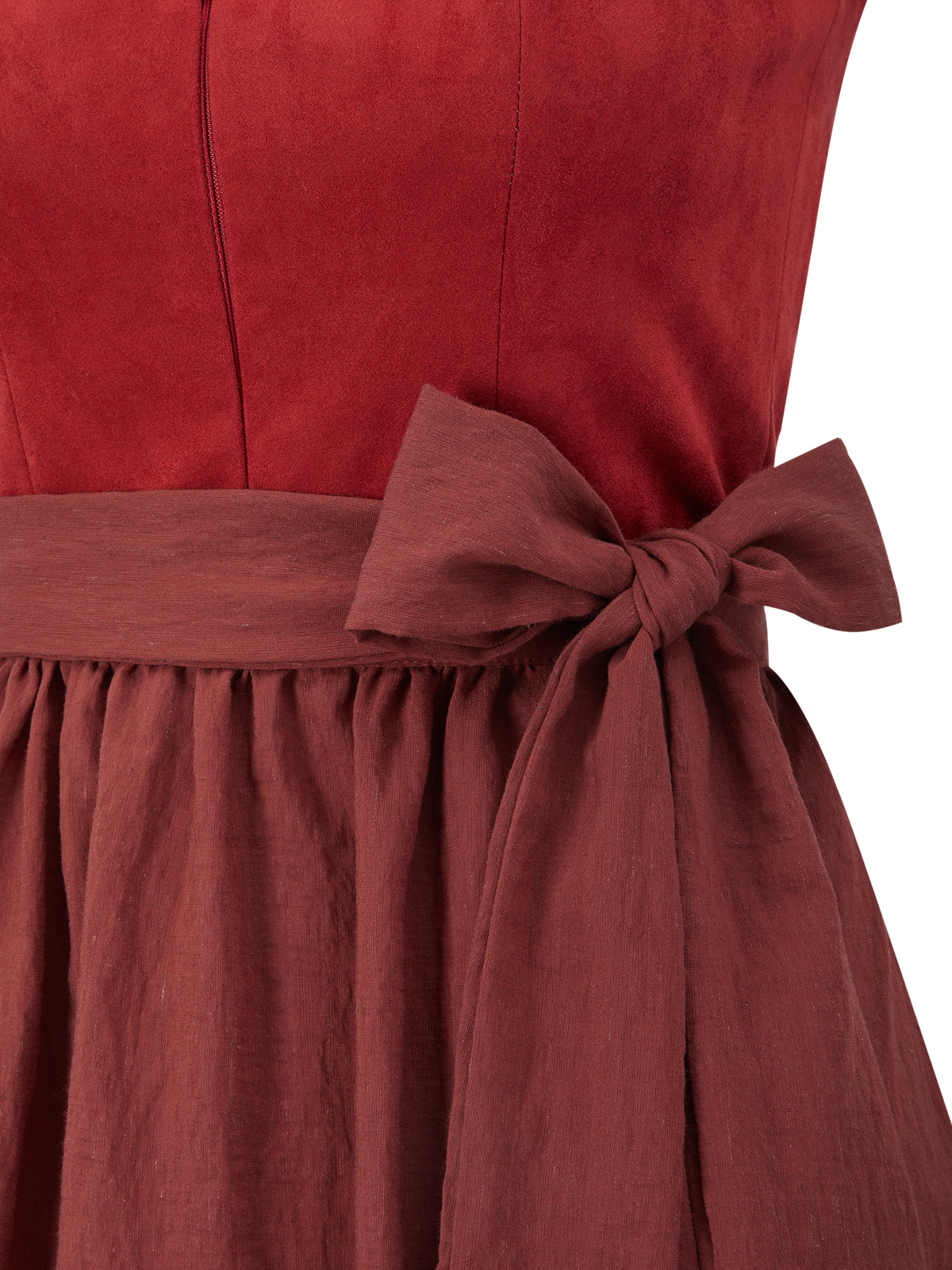 Einfarbig Dirndl in Rot mit Gerader Ausschnitt