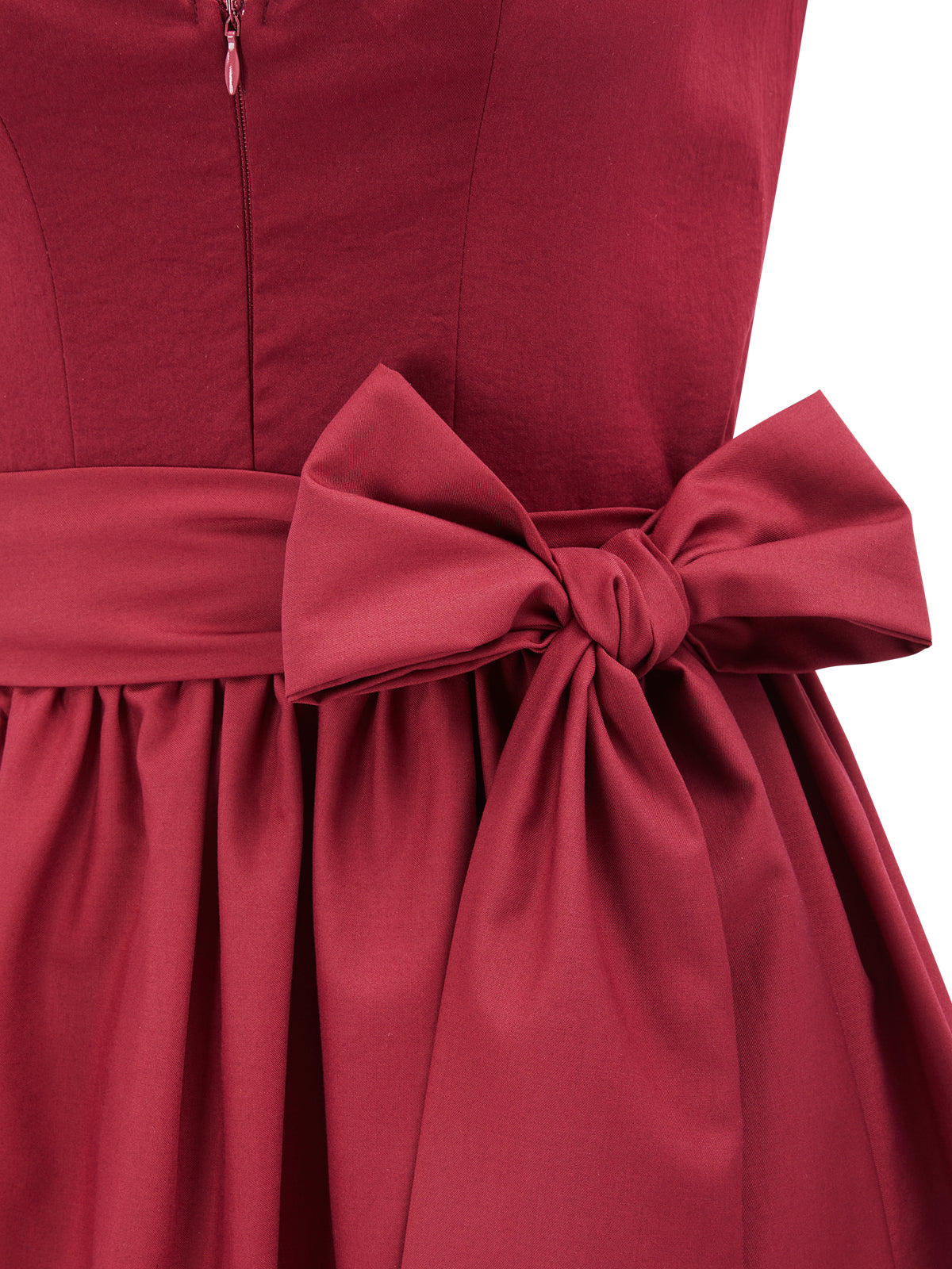 Einfarbig Dirndl in Rot  mit Herz-Ausschnitt