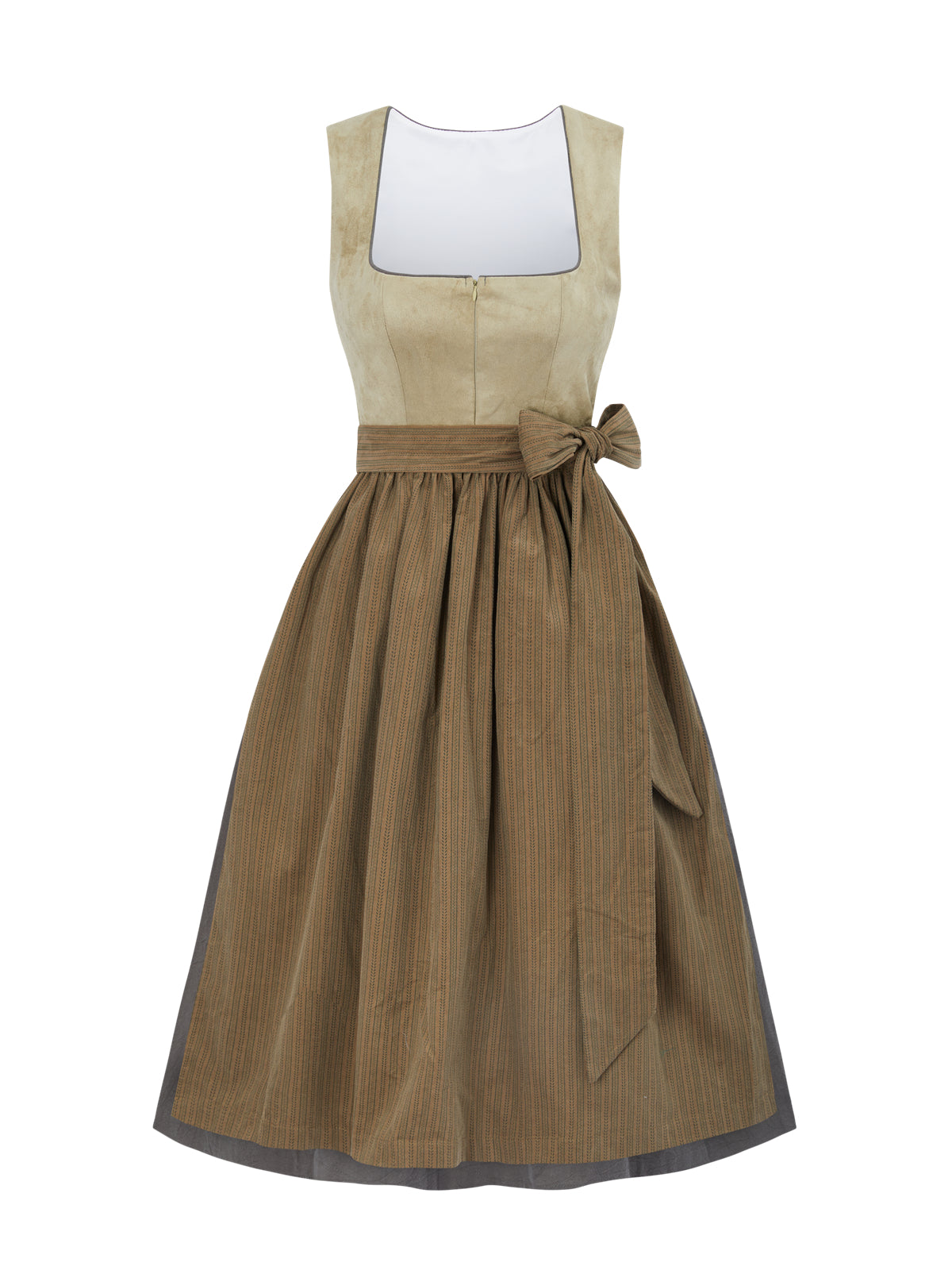 Gemustertes Dirndl in Grün mit Gerader Ausschnitt